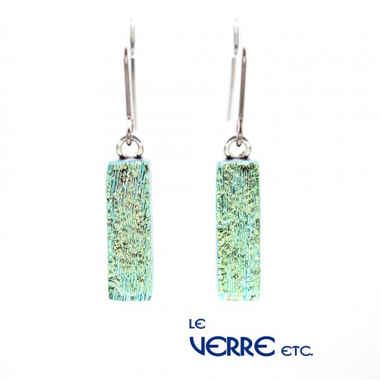 Boucles d'oreilles pendantes en verre dichroïque 